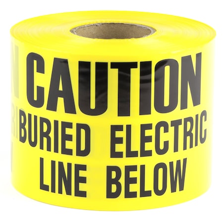 Dottie Underground Warning Tape, Caution Buried Electric Line Below, Yellow, Polyethylene UT28D